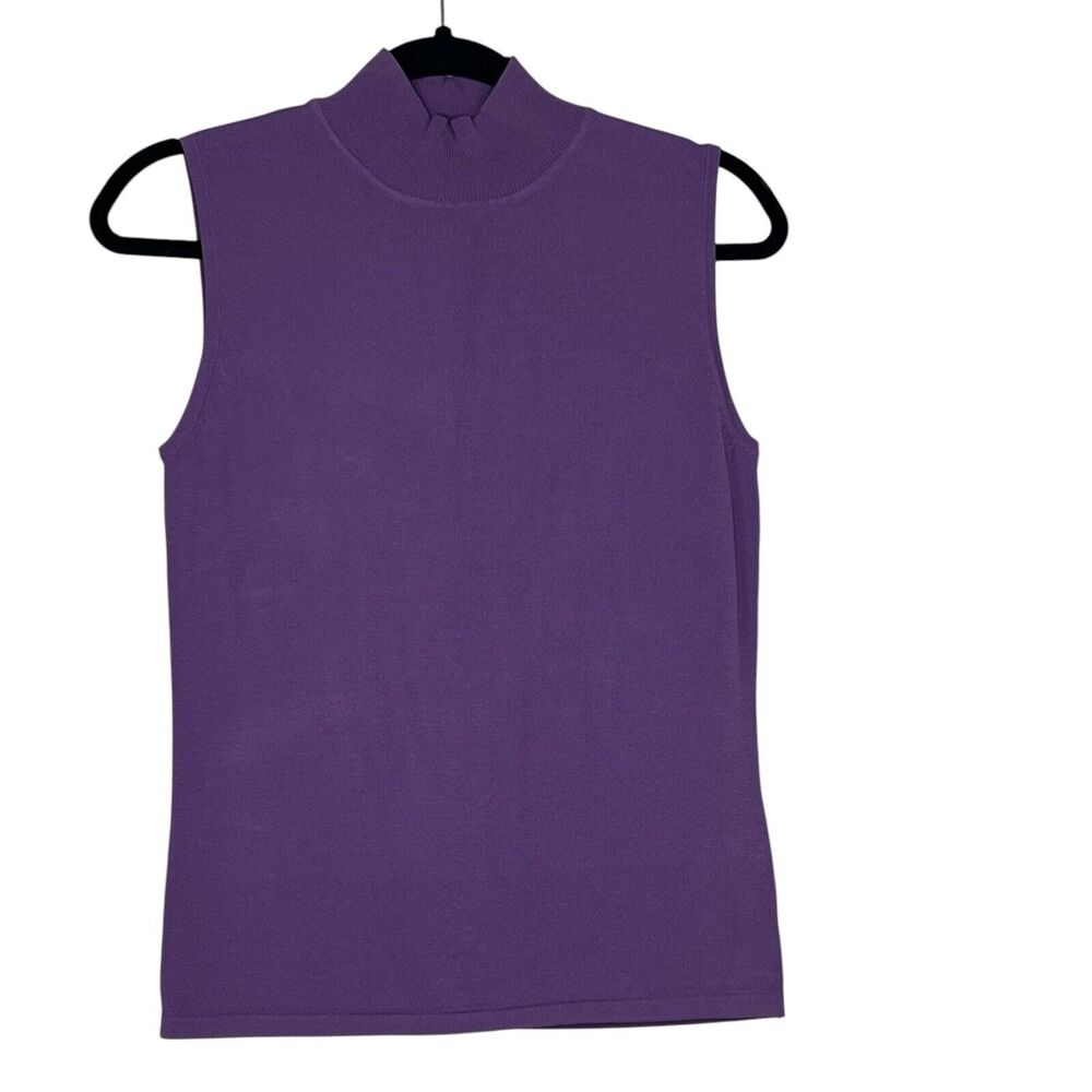 Mainbocher Size L Sleeveless Mock Neck Knit Shell Top Purple